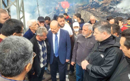 Kastamonu Valisi Meftun Dallı, İnebolu'daki köy yangınında 11 evin yandığını açıkladı