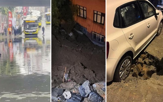 İstanbul'u sağanak vurdu! Yol çöktü, alt geçidi su bastı, toprak kaydı, 25 kişi tahliye edildi