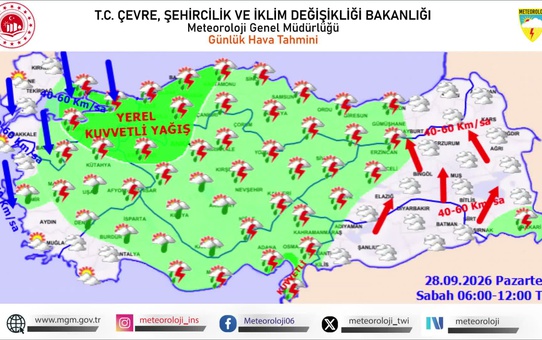 Meteoroloji, Marmara ve Karadeniz'de kuvvetli yağış, 40-60 km rüzgar için uyardı