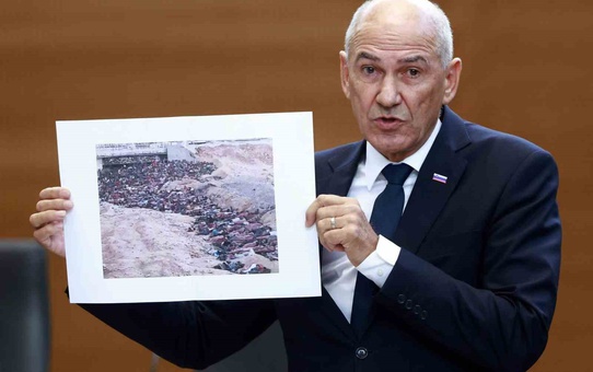 Slovenya Başbakanı Jansa'dan parlamentoda büyük fiyasko: Gazze fotoğrafını Sudan diye gösterdi
