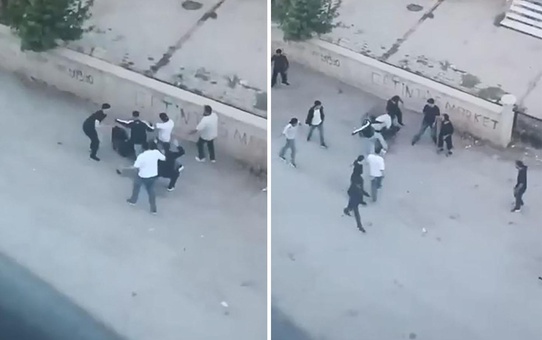 Elazığ'da gençler bir şahsı araya alıp öldüresiye darp etti, o anlar kamerada