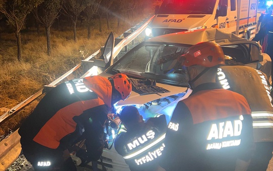 Muş'ta otomobil ile tır çarpıştı, araçta sıkışan 2 kişi yaralandı