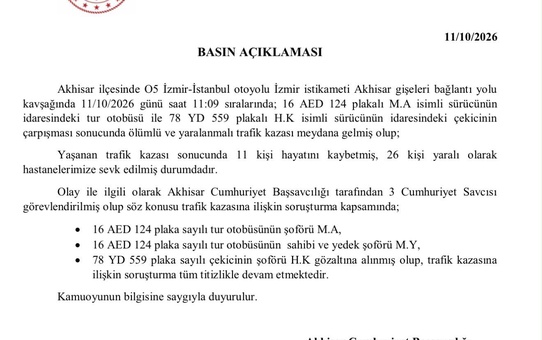 Manisa Akhisar'da 11 kişinin öldüğü tur otobüsü kazasında 3 şüpheli gözaltına alındı