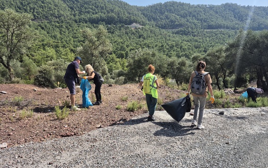 Marmaris'te 17 çevre gönüllüsü ormanlık alandaki atıkları topladı