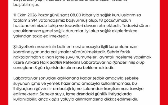 Tokat'ta bulantı ve ishal şikayetiyle 2 bin 914 kişi sağlık kuruluşlarına başvurdu