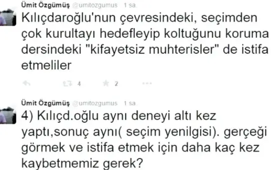 Eski CHP'li Vekilden Kılıçdaroğlu'na İstifa Çağrısı