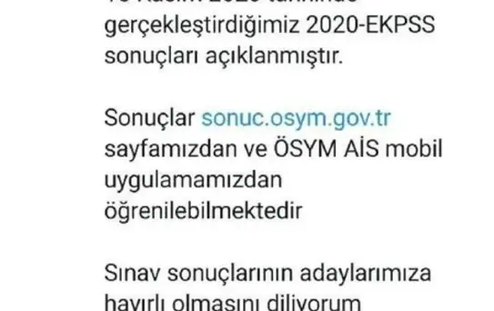2020 EKPSS sonuçları açıklandı