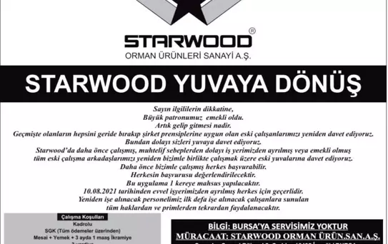 Starwood'dan 'Büyük patron emekli oldu, yuvaya dönebilirsiniz' ilanı