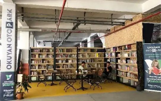 Güngören'de köyiçi otoparkının bir kısmı kütüphaneye çevrildi