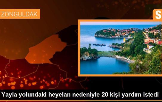 Yayla yolundaki heyelan nedeniyle 20 kişi yardım istedi