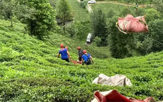 Rize'de ilkel teleferiğin çarptığı kişi yaralandı