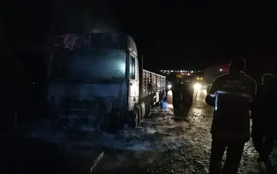 Bursa-Ankara kara yolundaki yangında tır kullanılamaz hale geldi