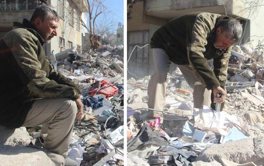 Çaresizliğin fotoğrafı! Günlerdir enkaz altında kalan oğlundan ve eşinden bir iz arıyor