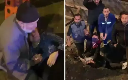 Çarptığı yayaya yardım etmek isterken o da inşaat alanına düştü: 4 yaralı