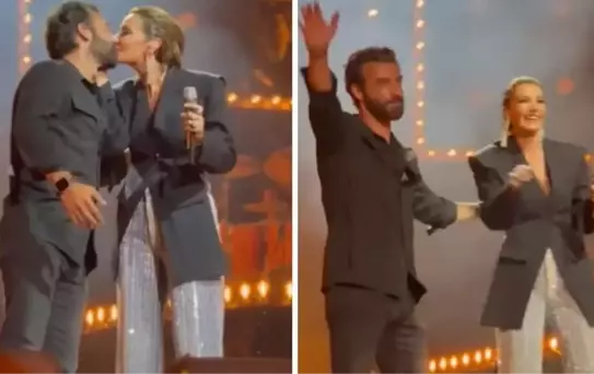 Konserde dudak dudağa! Sıla Gençoğlu, sahneye çağırdığı İlker Kaleli'yi öptü