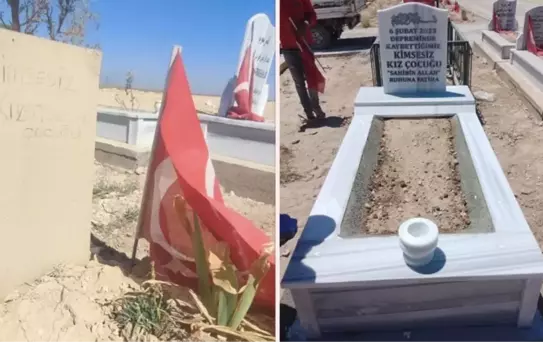 Bir hayırsever, depremde hayatını kaybeden kimsesiz çocuğun mezarını yaptırdı! Taşa yazılan 'Sahibin Allah' sözü göz doldurdu