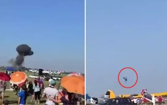 Hava gösterisi yapan uçak yere çakıldı! 2 kişi öldü, 3 kişi yaralandı
