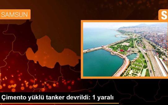 Çimento yüklü tanker devrildi: 1 yaralı