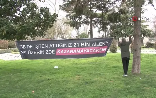İBB tarafından tazminatları ödenmeden işten çıkarılan işçiler eylem yaptı