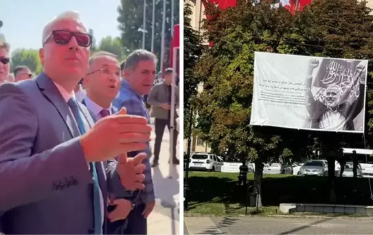 30 Ağustos kutlamalarında HÜDA-PAR'lılar İsmail Haniye pankartı astı