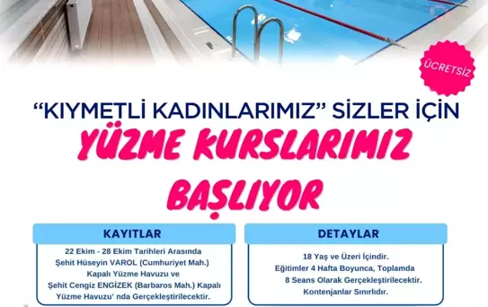 Onikişubat Belediyesi'nden kadınlara yönelik ücretsiz yüzme kursu