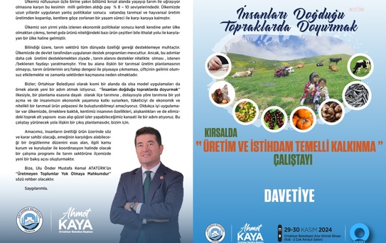 Ortahisar'da Kırsalda Üretim ve İstihdam Temelli Çalıştay Düzenleniyor