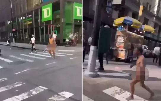 Çıplak adam elindeki sopayla ortalığı birbirine kattı