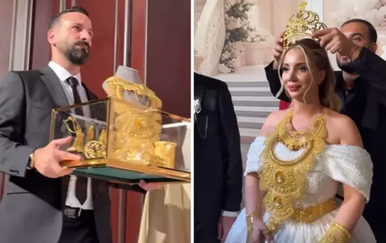 Fenomen Aleyna Dalveren düğününde takılan altınları taşımakta zorlandı