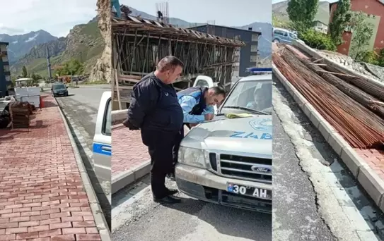 Hakkari'de Kaldırımı İşgal Eden İnşaat Sahibine Cezai İşlem