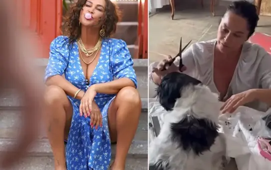 Hülya Avşar köpeğini tıraş ettiği anları yayınladı