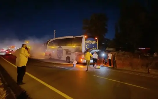 Yerköy'de Yolcu Otobüsünde Yangın