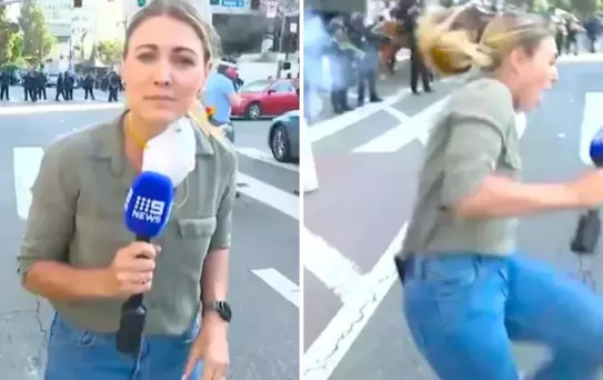 Kadın muhabir, Los Angeles protestolarını takip ederken canlı yayında vuruldu