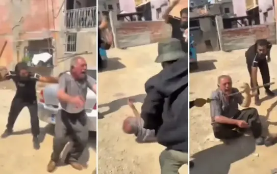 Yaşlı adamı ellerine geçirdikleri sopalarla acımasızca dövdüler