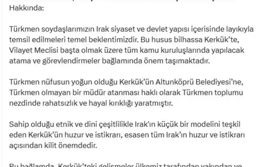 Kerkük'teki Atama Tepkisi