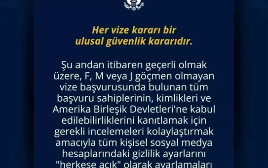 ABD, Vize Başvurusu İçin Sosyal Medya Şartı Getirdi