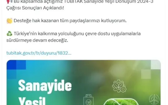 Yeşil Dönüşüme 444 Milyon TL Destek