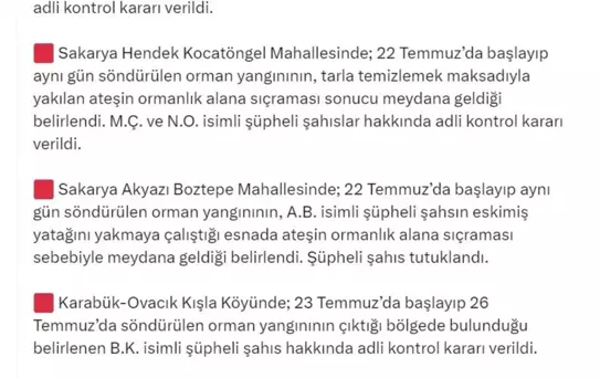 Orman Yangınlarıyla İlgili 7 Şüpheli Gözaltında