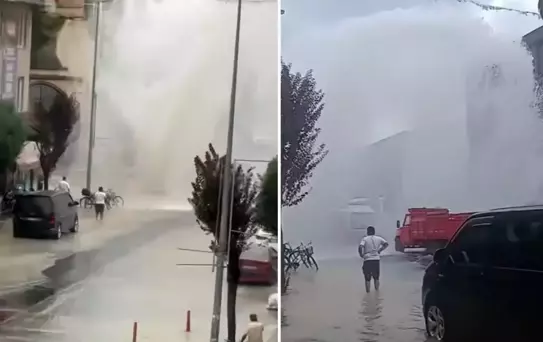 Düzce'de su borusu patladı: 5 metre su fışkırdı