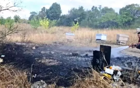 Kütahya'da Boş Arazide Yangın: 7 Arı Kovanı Küle Döndü