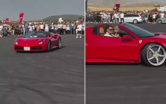 Sivas Belediye Başkanı Uzun, Ferrari'yle drift gösterisi yaptı