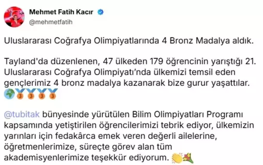Coğrafya Olimpiyatı'nda Başarı