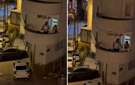 Balkona iç çamaşırı ile çıktı, komşuları uyarınca tüfekle geri döndü