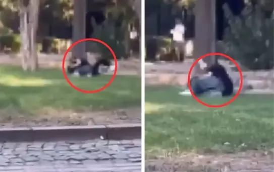 Gencecik kızlar saç başa kavga etti, çevredekiler film izler gibi seyretti