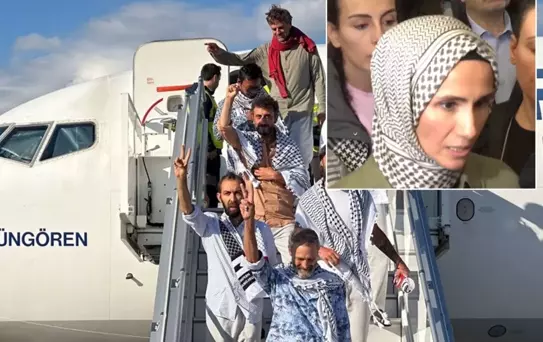 Sümeyye Erdoğan Bayraktar, İsrail'in saldırısına uğrayan aktivistleri karşıladı