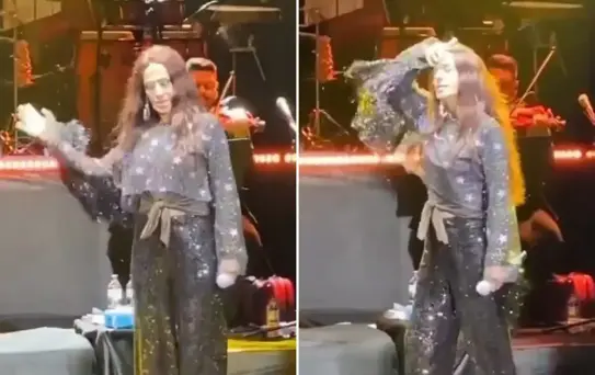Sahnede kendinden geçen Yıldız Tilbe peruğunu çıkarıp halay çekti