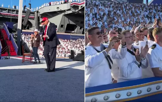 Trump dans figürleriyle binlerce askeri coşturdu
