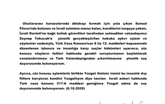 Yozgatlı İsrail Askerine Suç Duyurusu