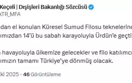 İsrail'in Sumud Filosu'nda alıkoyduğu 14 Türk aktivist yurda dönüş yolunda