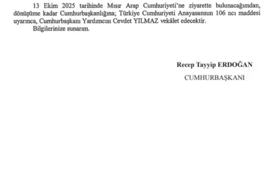 Cevdet Yılmaz Cumhurbaşkanlığı'na Vekalet Edecek
