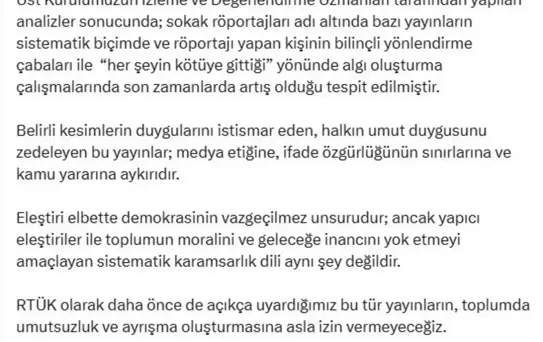 RTÜK'ten Sokak Röportajlarına Uyarı
